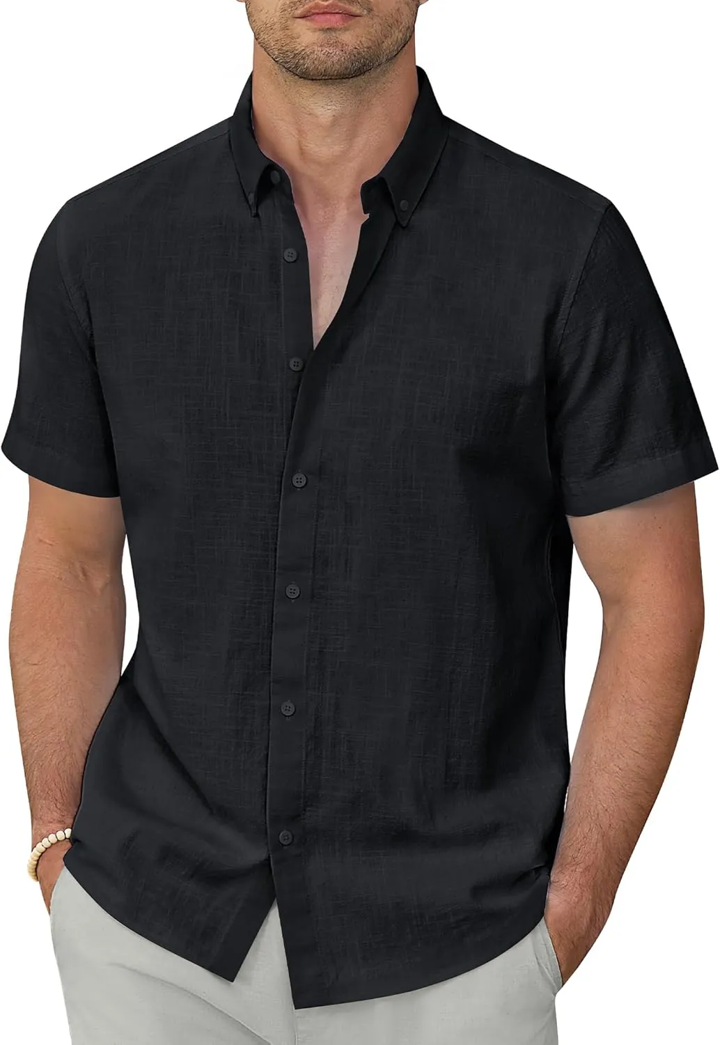 Linen Shirts for Men Short Sleeve Linen Button Down Shirts Hawaiian Shirt for Men Beach Shirts Summer Shirts