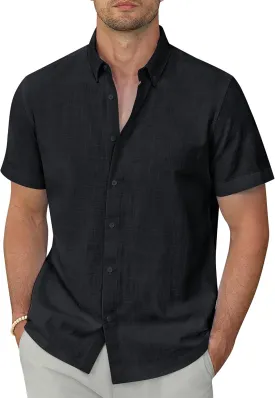 Linen Shirts for Men Short Sleeve Linen Button Down Shirts Hawaiian Shirt for Men Beach Shirts Summer Shirts