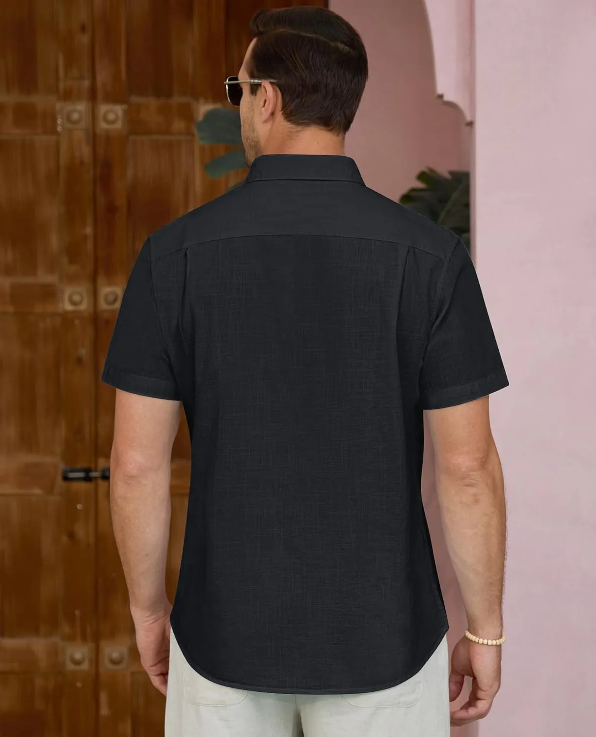 Linen Shirts for Men Short Sleeve Linen Button Down Shirts Hawaiian Shirt for Men Beach Shirts Summer Shirts