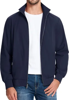 MAGCOMSEN Men's Lightweight Bomber Jacket Windproof Water Resistant Zip Up Coat Stand Up Collar Windbreaker with 3 Pockets