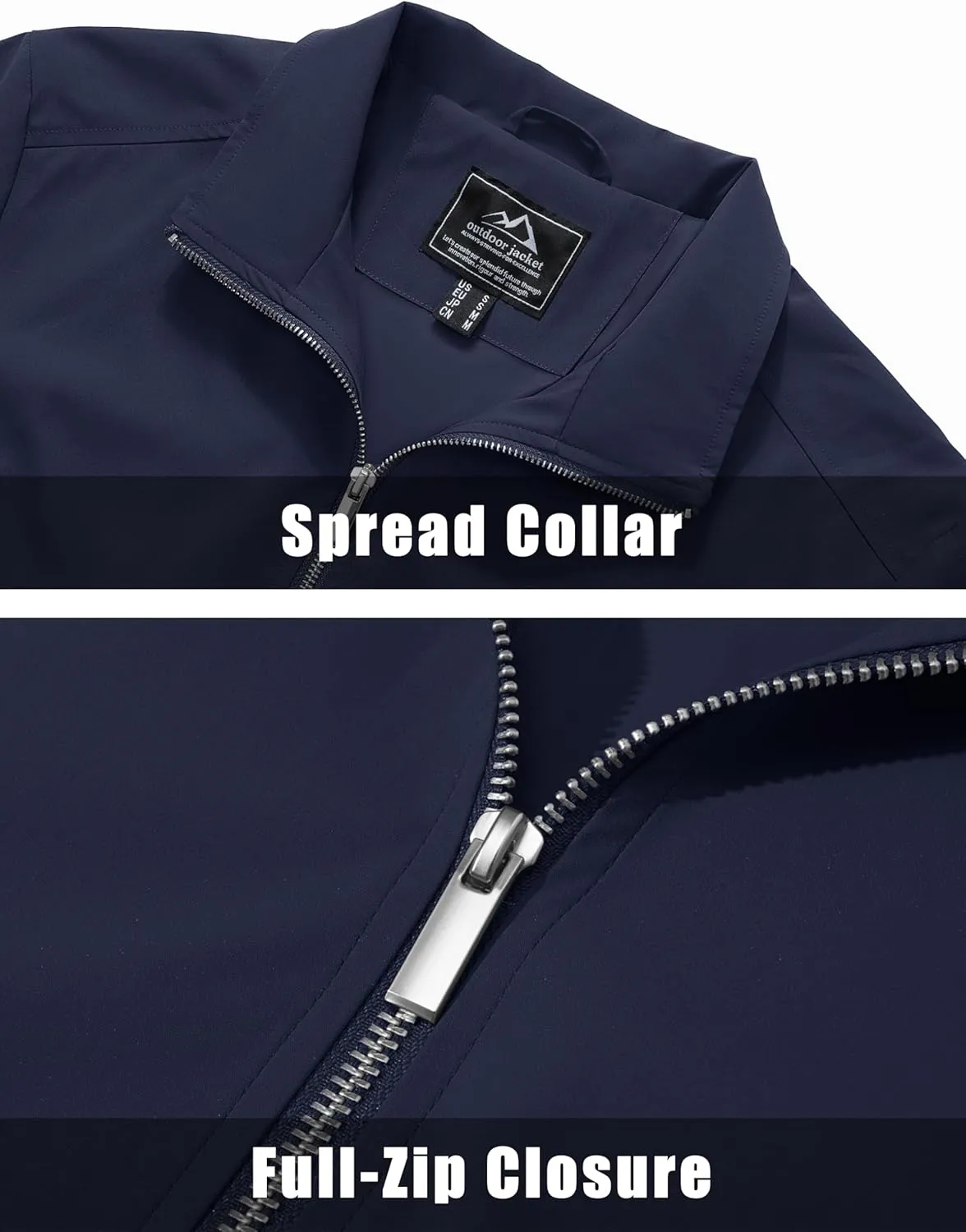 MAGCOMSEN Men's Lightweight Bomber Jacket Windproof Water Resistant Zip Up Coat Stand Up Collar Windbreaker with 3 Pockets