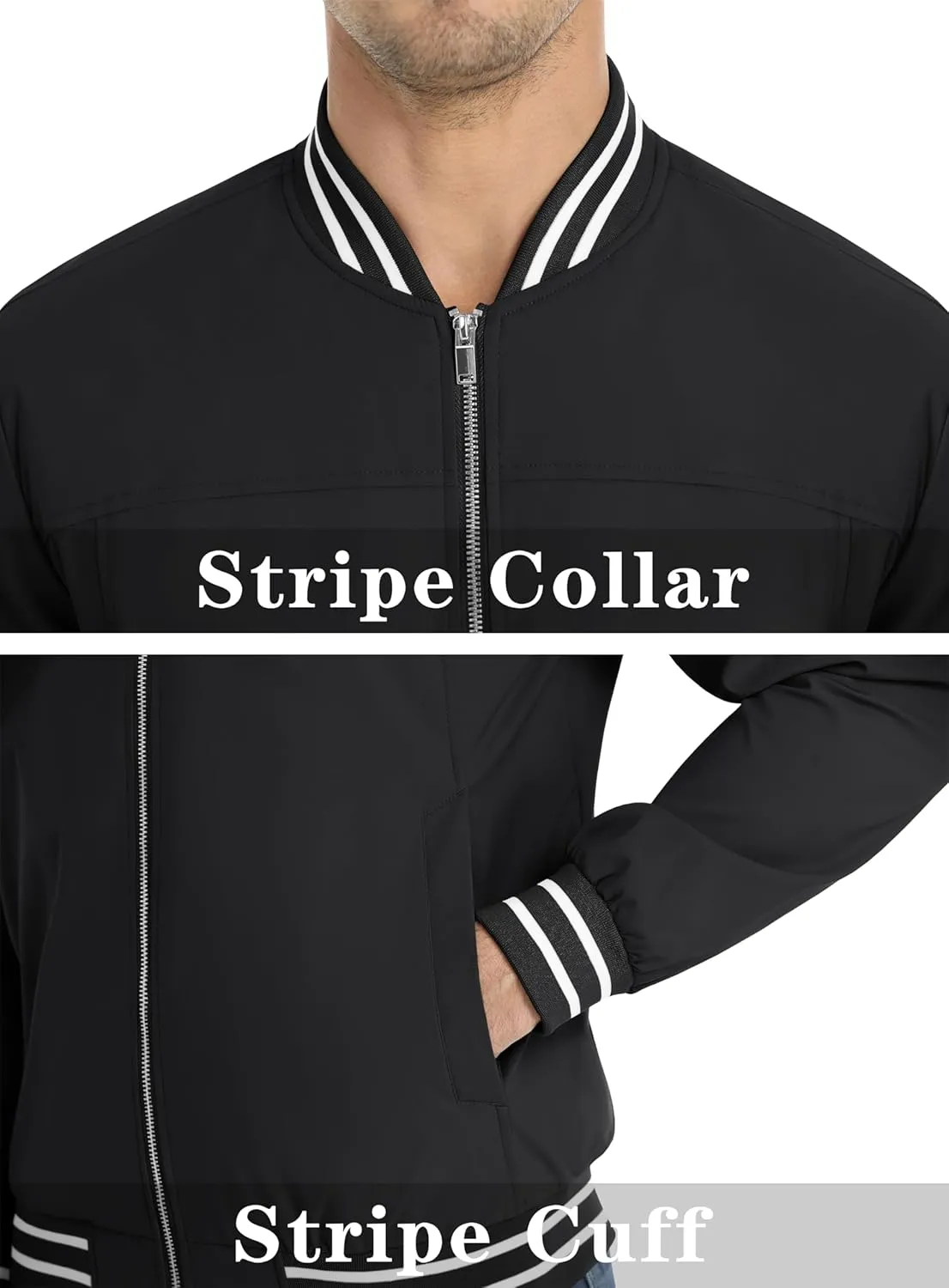 MAGNIVIT Men's Bomber Jackets Lightweight Jacket Varsity Flight Jacket Baseball Windbreaker Water Resistant Spring Autumn