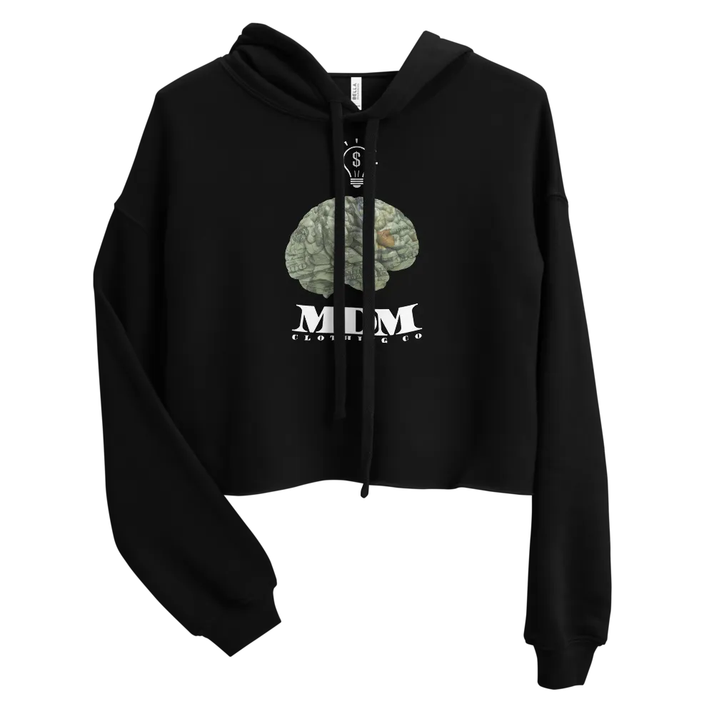 MDM Money On My Mind White Text Crop Hoodie