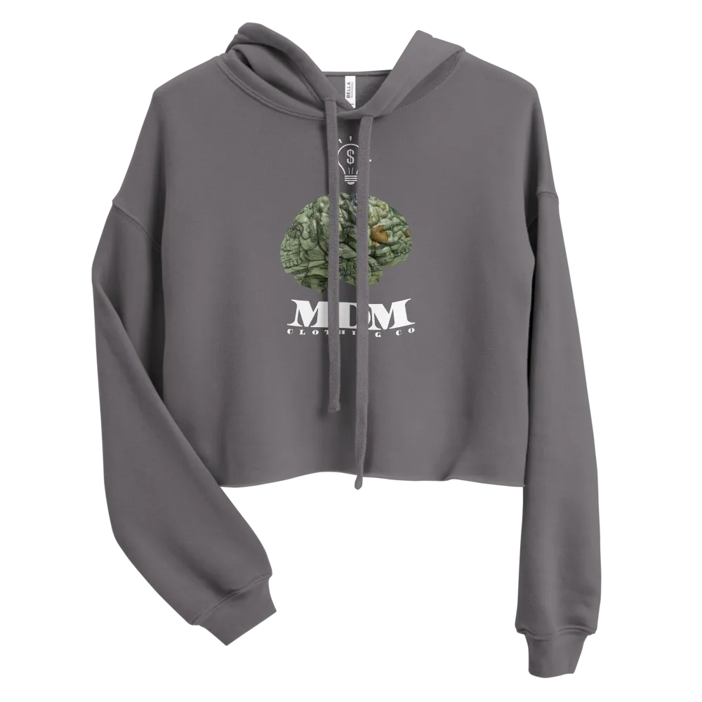 MDM Money On My Mind White Text Crop Hoodie
