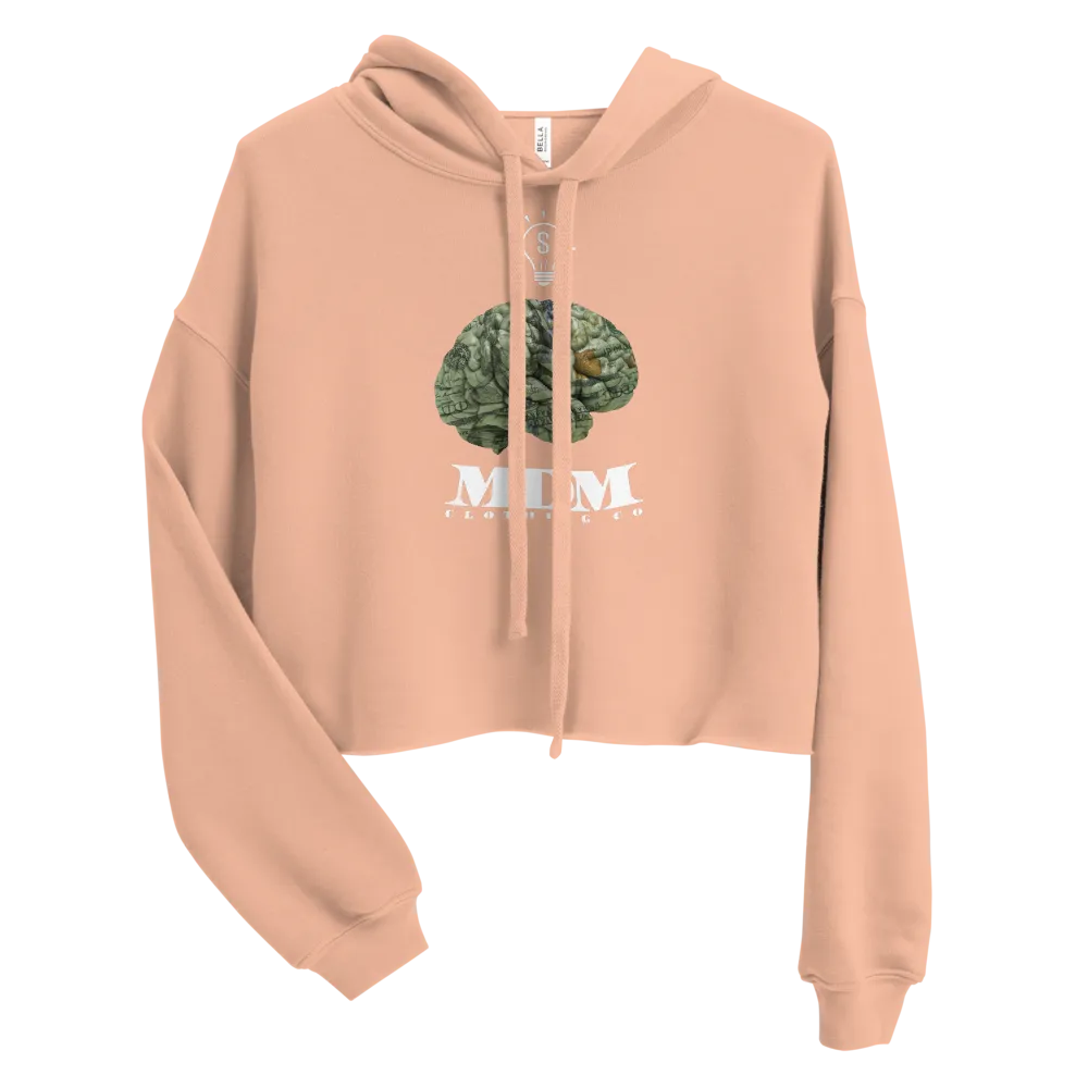 MDM Money On My Mind White Text Crop Hoodie