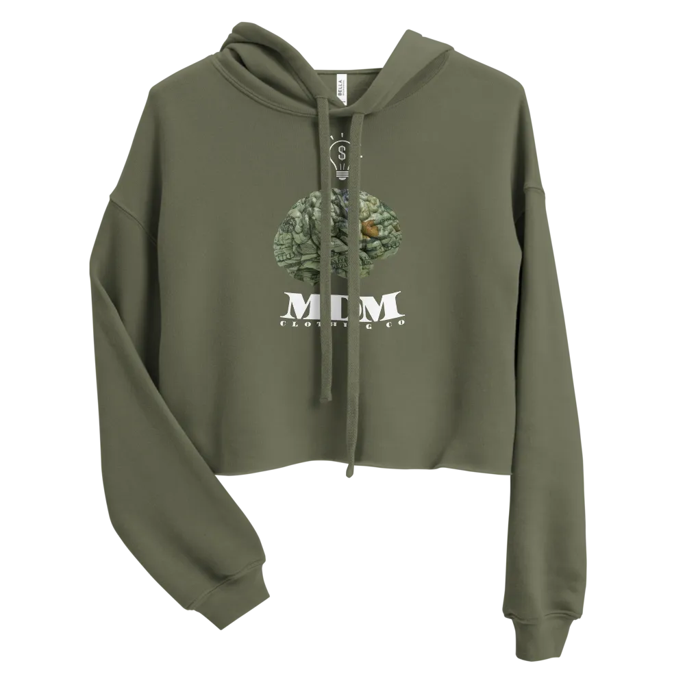 MDM Money On My Mind White Text Crop Hoodie