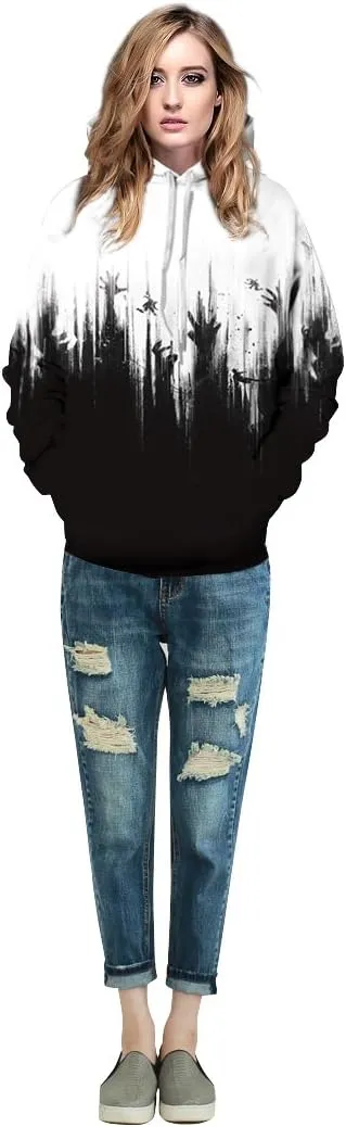 Men Women Unisex Hoodies Novelty 3D Print Graphic Hooded Pullover Sweatshirt with Pocket