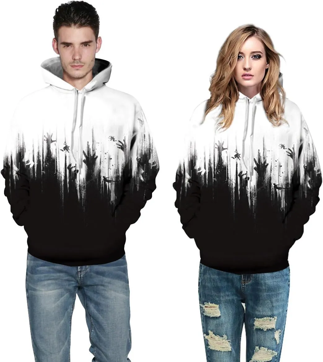Men Women Unisex Hoodies Novelty 3D Print Graphic Hooded Pullover Sweatshirt with Pocket