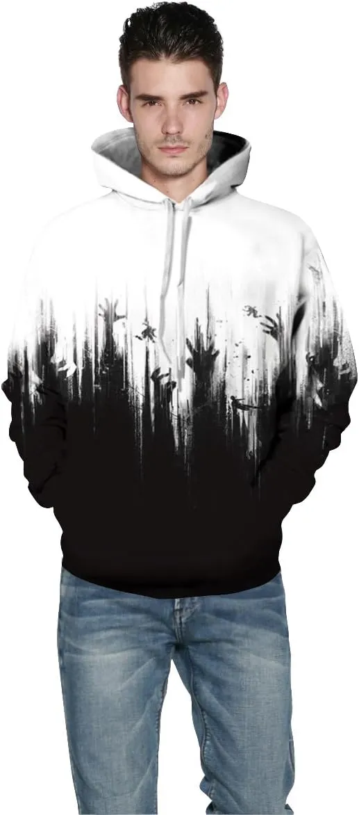 Men Women Unisex Hoodies Novelty 3D Print Graphic Hooded Pullover Sweatshirt with Pocket