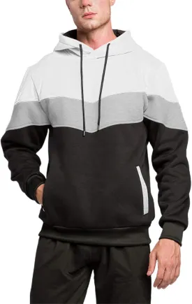 Men's Pullover Fleece Hoodie Sweatshirt Color Block Long Sleeve Novelty Casual Hoodies with Pockets