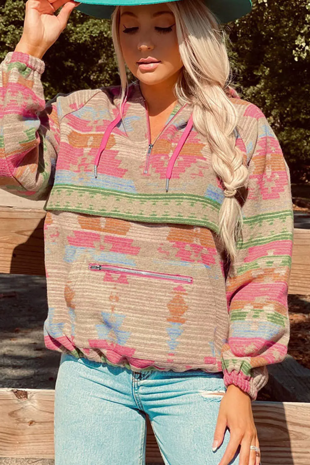Nsquared Printed Zip-Up Long Sleeve Hoodie