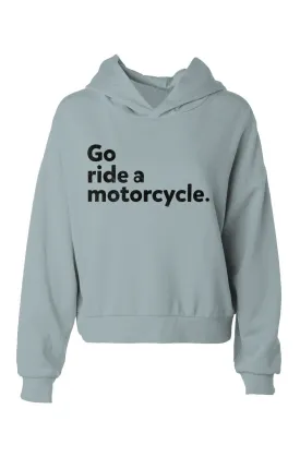 Original "Go ride a motorcycle" Women's Hip Length Hoodie (black ink)