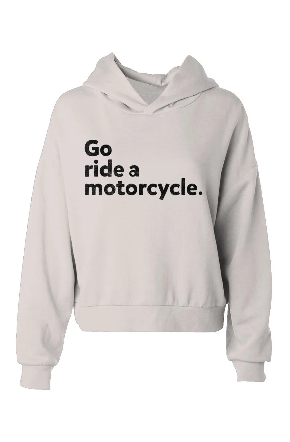 Original "Go ride a motorcycle" Women's Hip Length Hoodie (black ink)