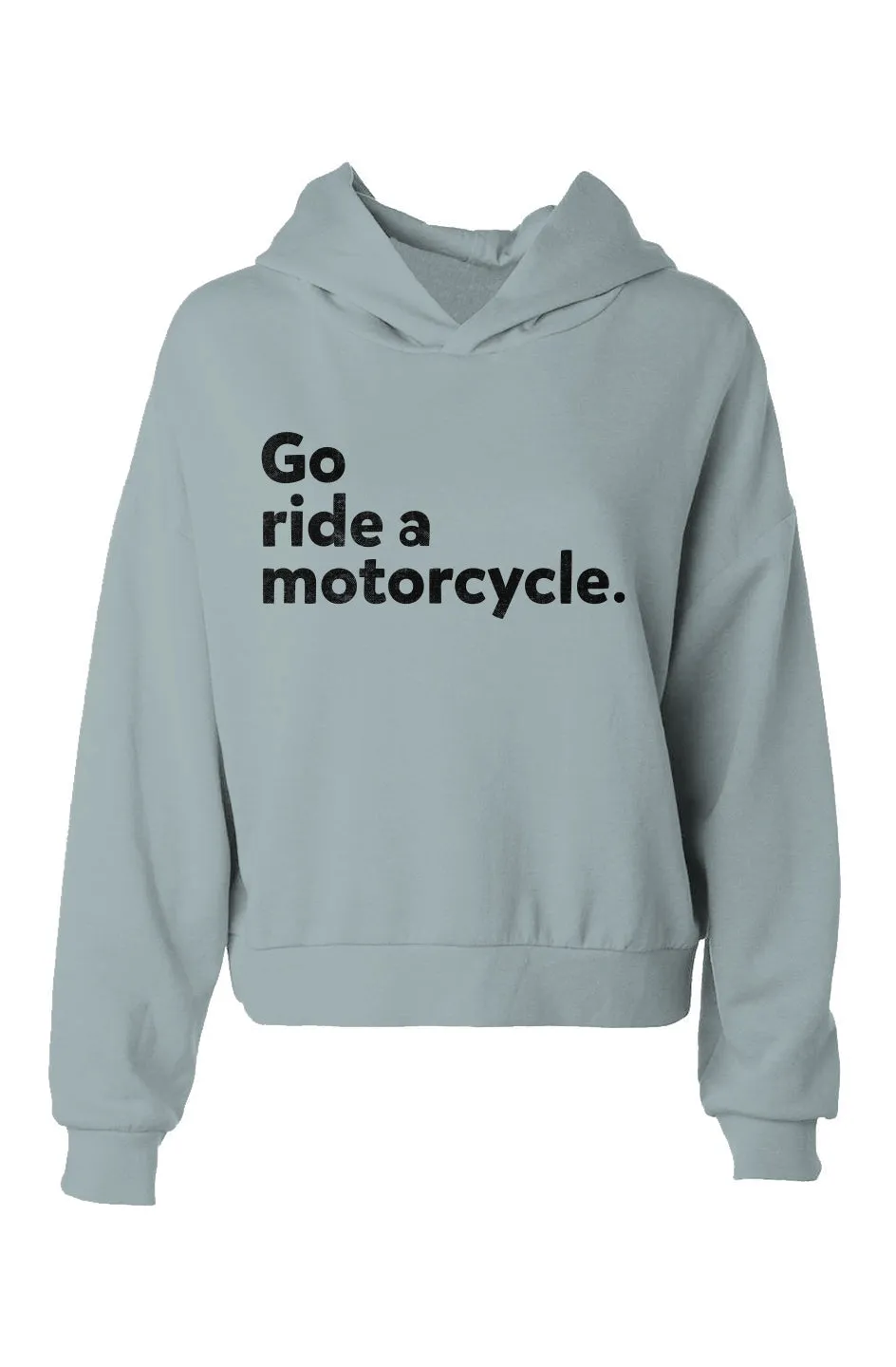 Original "Go ride a motorcycle" Women's Hip Length Hoodie (black ink)