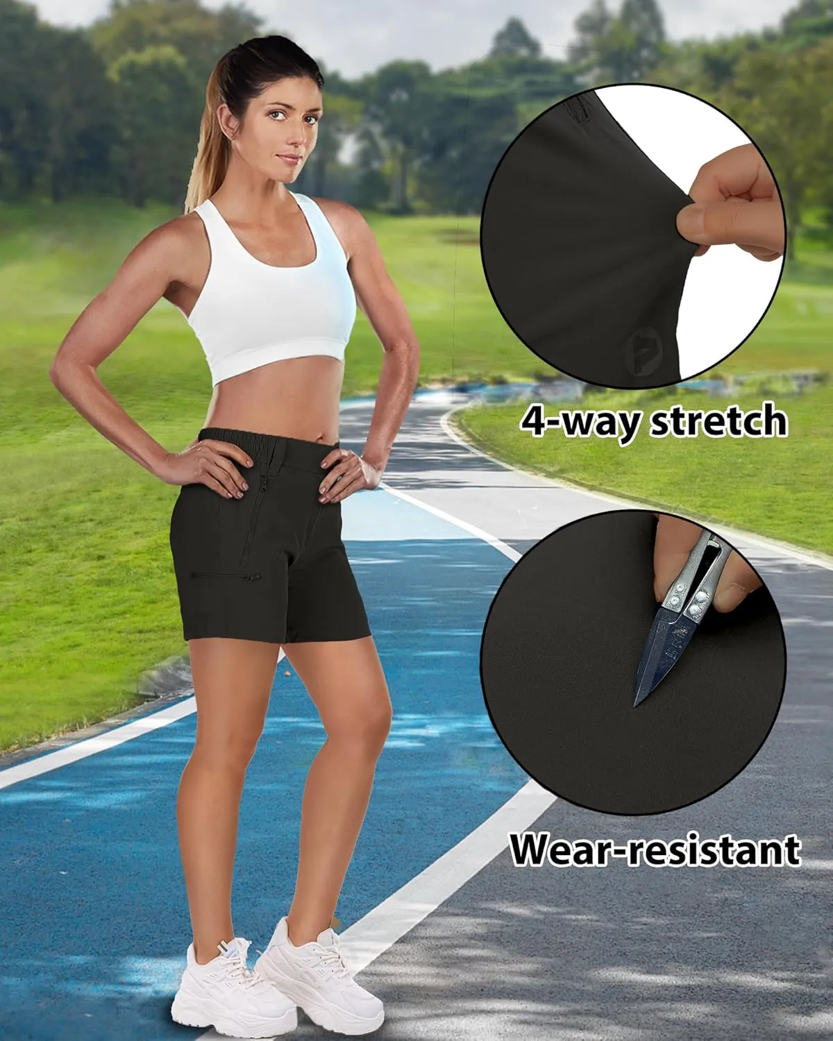 Outdoor Ventures Women's Hiking Shorts Stretch Lightweight Golf Shorts Quick Dry UPF 50 5 inch Cargo Short for Camping