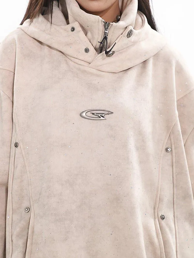 Oversized Button-Up Hoodie Top