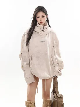 Oversized Button-Up Hoodie Top