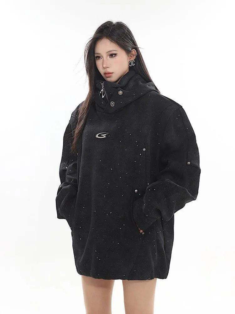 Oversized Button-Up Hoodie Top