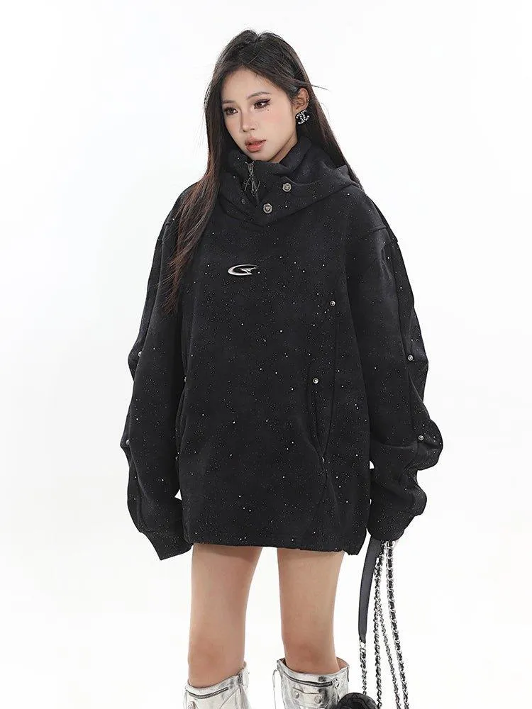 Oversized Button-Up Hoodie Top