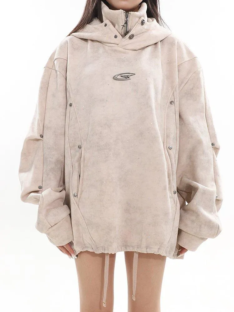 Oversized Button-Up Hoodie Top