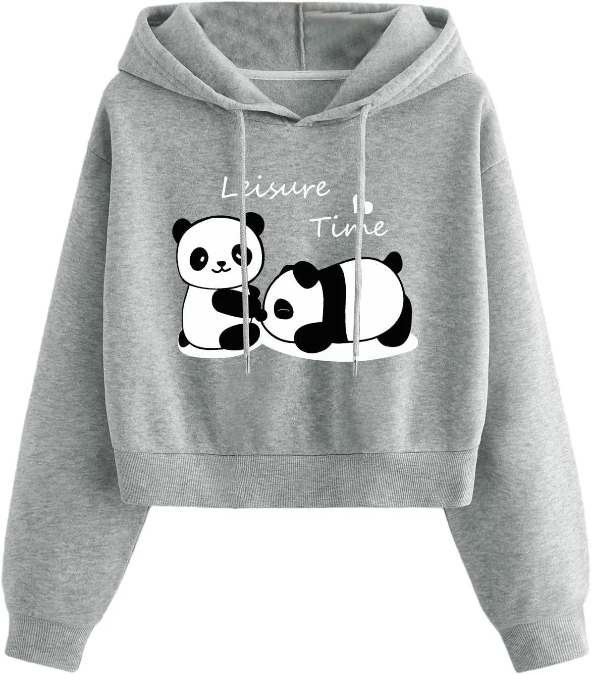 OYOANGLE Women's Casual Long Sleeve Cropped Hoodie Pullover Print Cropped Sweatshirt