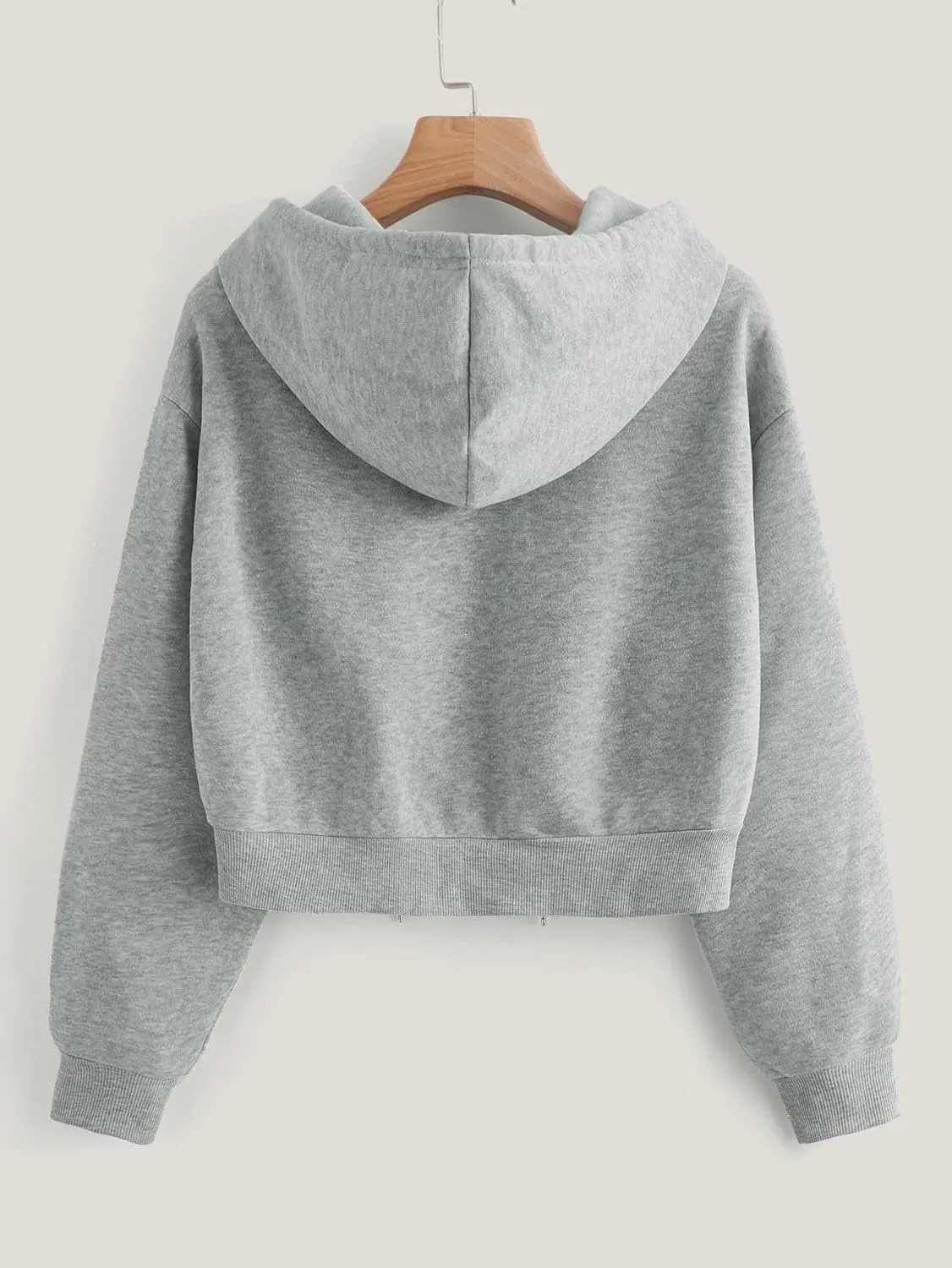OYOANGLE Women's Casual Long Sleeve Cropped Hoodie Pullover Print Cropped Sweatshirt