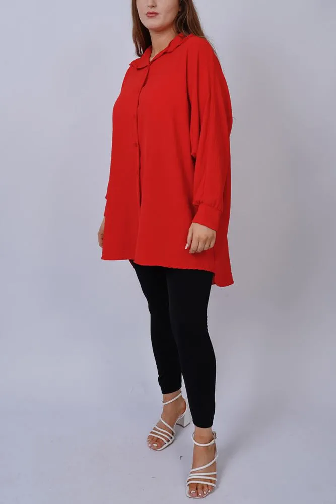 Plain Button Up Viscose Shirt