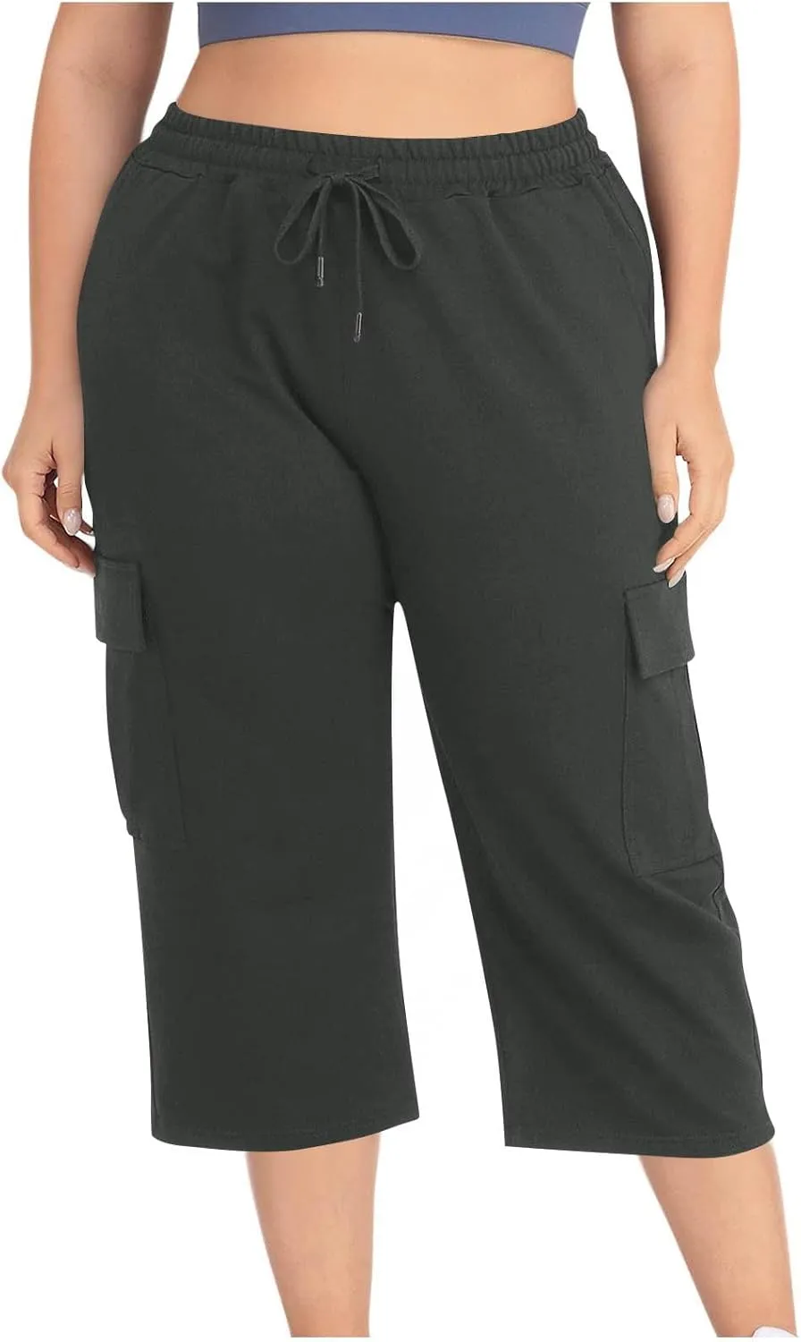 Plus Size Cargo Pants Women Stretch Loose Fit Casual Capris Summer Lightweight Quick Dry Travel Outdoor Hiking Pants