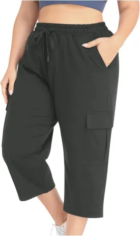 Plus Size Cargo Pants Women Stretch Loose Fit Casual Capris Summer Lightweight Quick Dry Travel Outdoor Hiking Pants