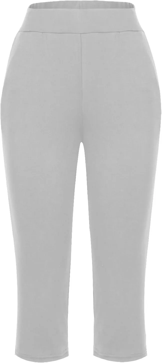 Pull On Capris for Women Dressy Casual Stretch Lightweight Capri Elastic High Waist Lounge Pants 2025 Summer