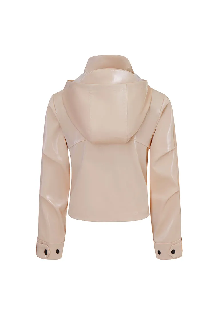 Rhodes Glossy Water-Resistant Windbreaker with Detachable Hood