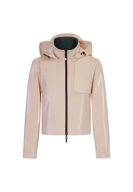 Rhodes Glossy Water-Resistant Windbreaker with Detachable Hood