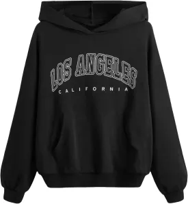 SHENHE Girl's Casual Fashion Los Angeles Hoodie Graphic Long Sleeve Hooded Sweatshirt