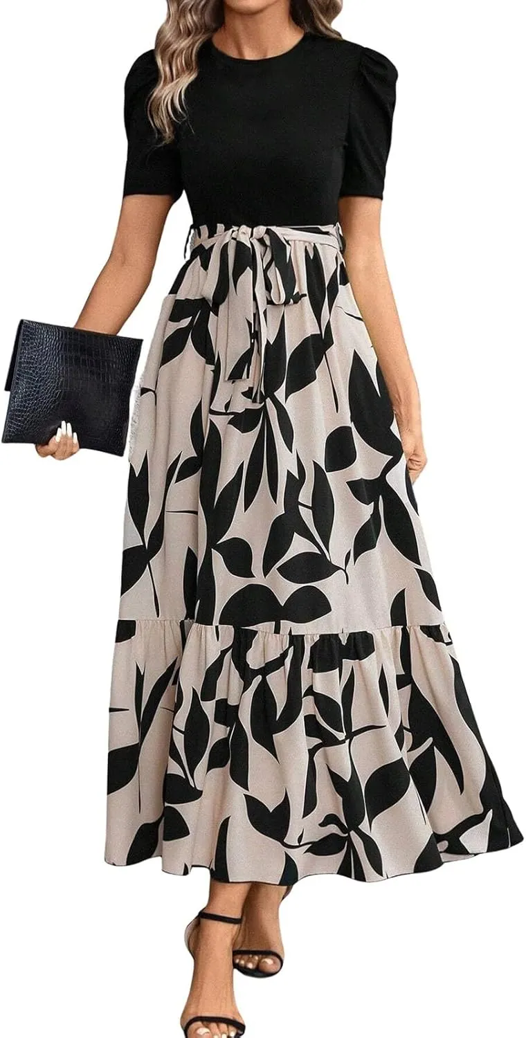 Summer Dresses for Women 2025 Casual Flowy Floral Maxi Dress Elegant Empire Waist Beach Dresses