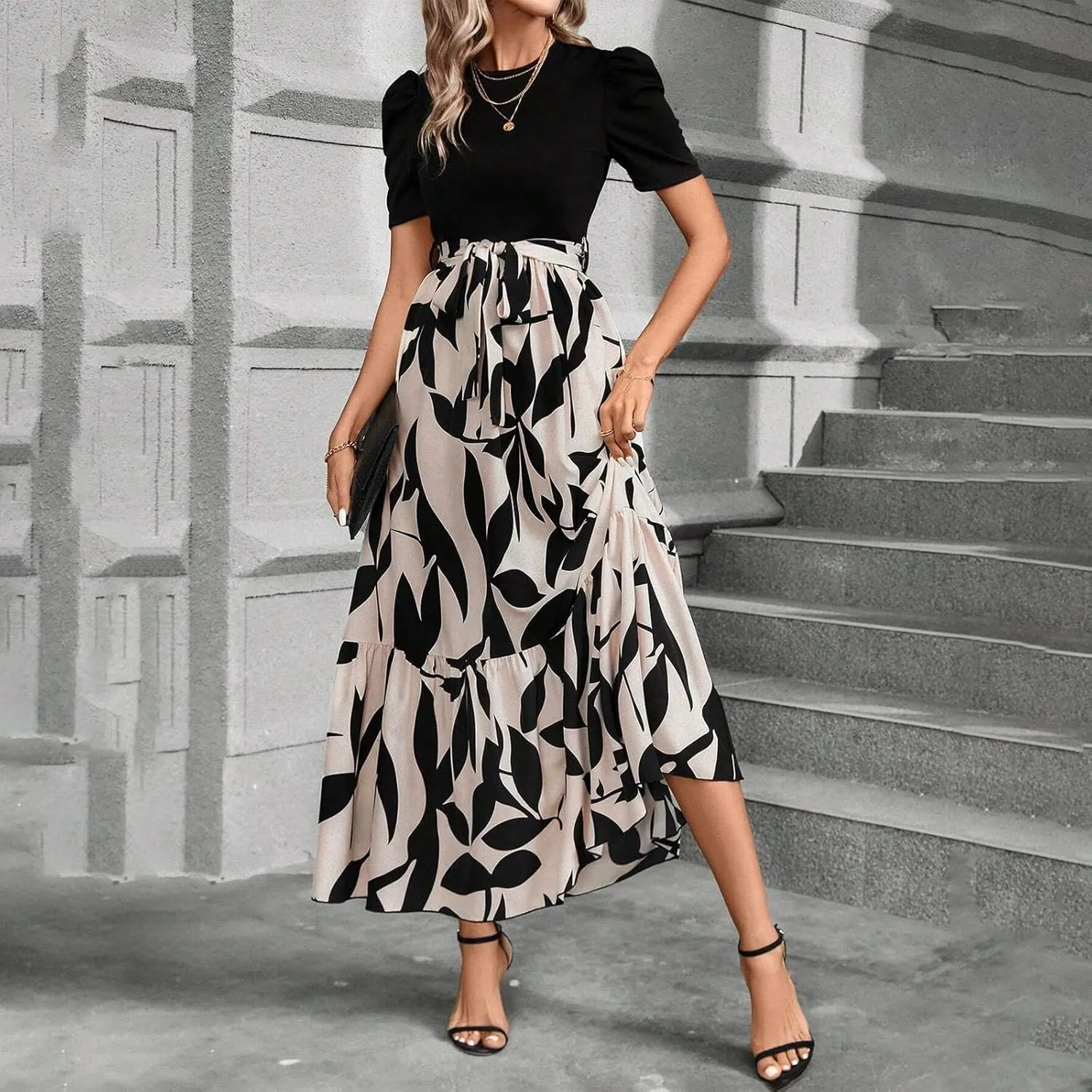 Summer Dresses for Women 2025 Casual Flowy Floral Maxi Dress Elegant Empire Waist Beach Dresses