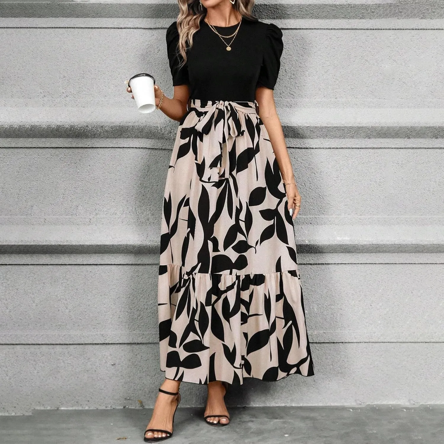 Summer Dresses for Women 2025 Casual Flowy Floral Maxi Dress Elegant Empire Waist Beach Dresses