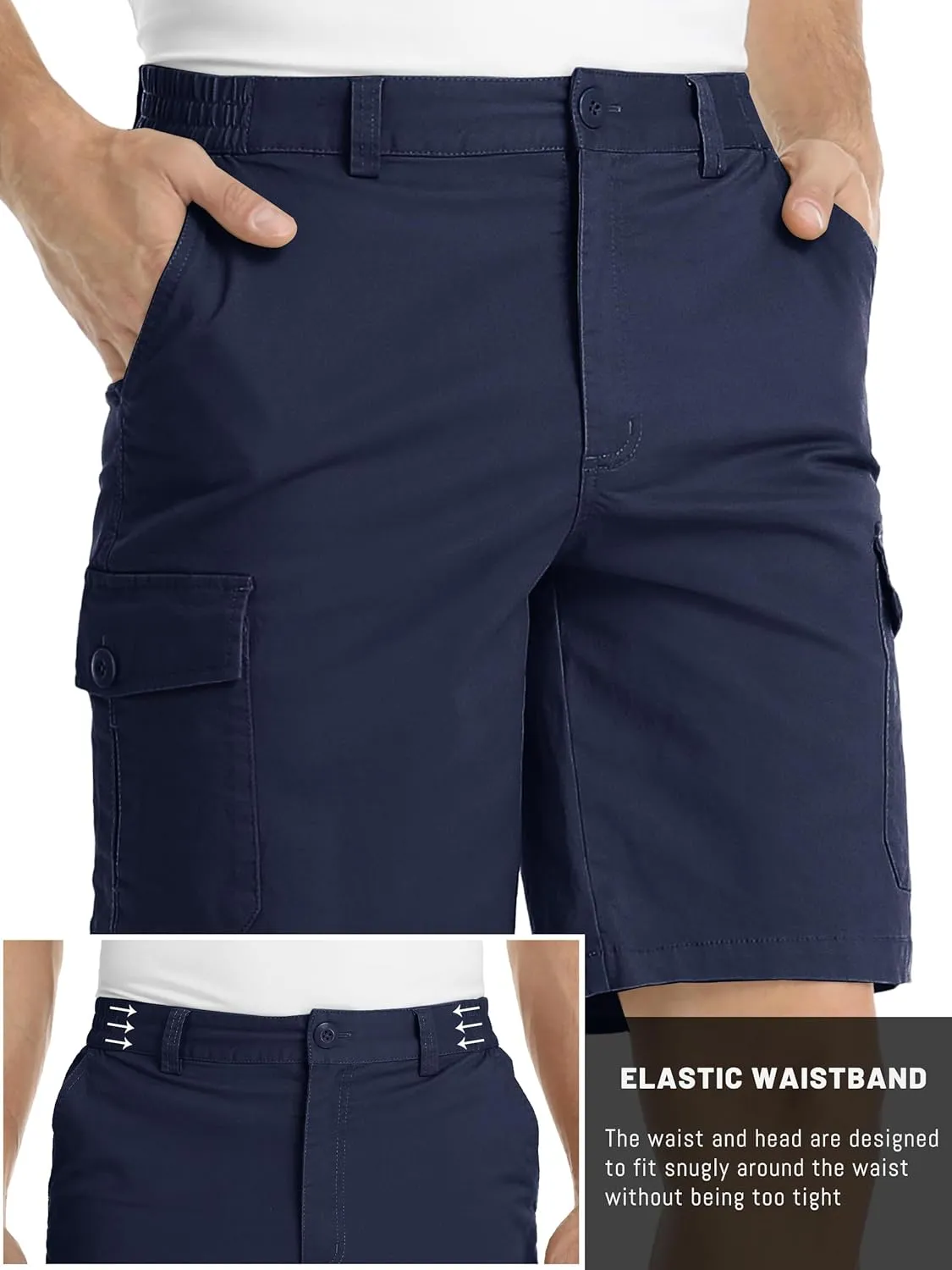TACVASEN Men's Cargo Shorts Golf Elastic Waist Short for Men Cotton Hiking Shorts Stretchy Workout Short with Pockets