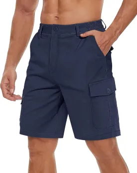 TACVASEN Men's Cargo Shorts Golf Elastic Waist Short for Men Cotton Hiking Shorts Stretchy Workout Short with Pockets