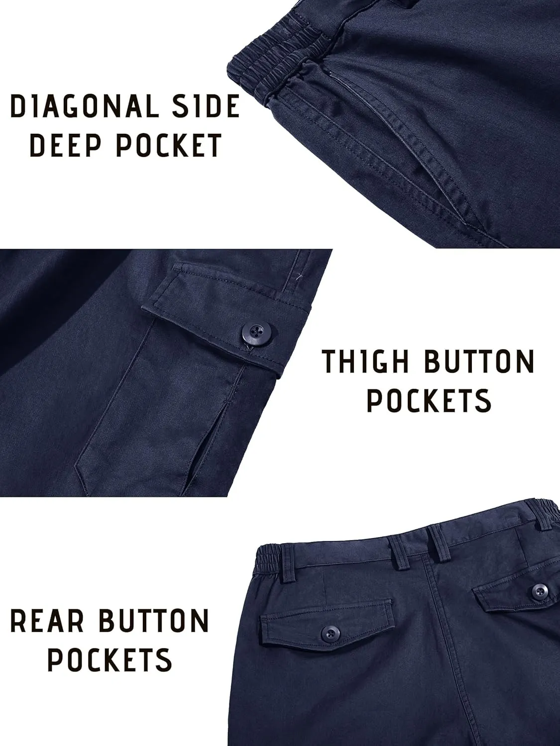 TACVASEN Men's Cargo Shorts Golf Elastic Waist Short for Men Cotton Hiking Shorts Stretchy Workout Short with Pockets