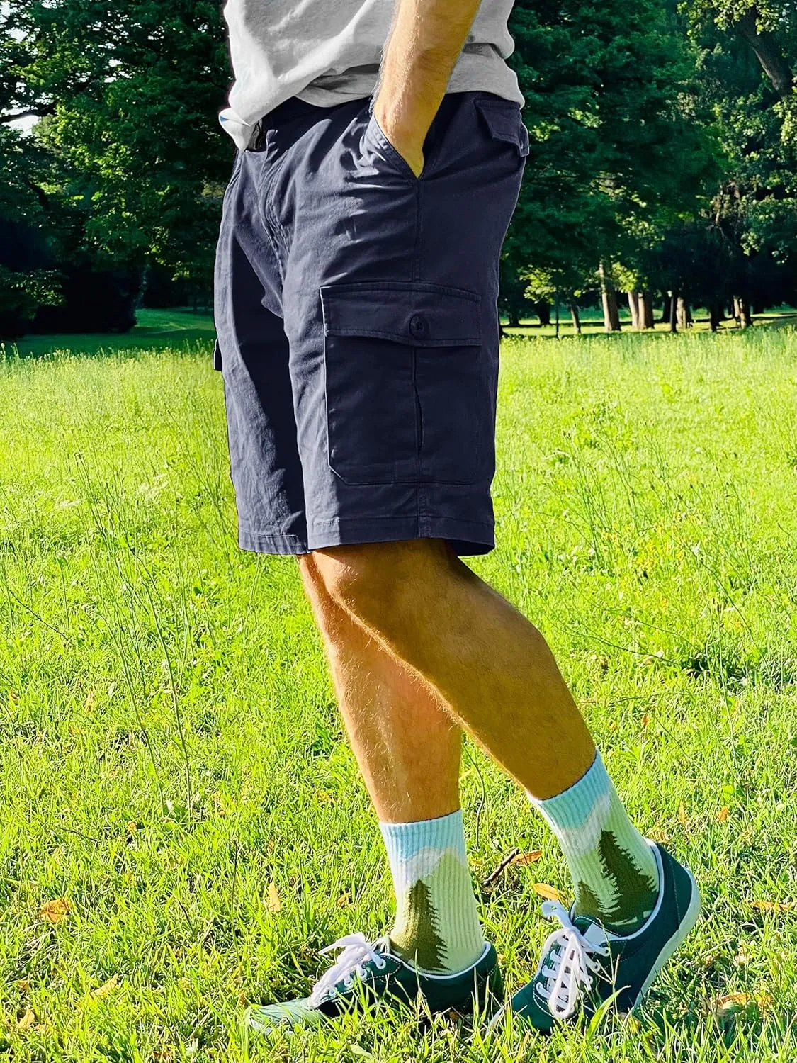 TACVASEN Men's Cargo Shorts Golf Elastic Waist Short for Men Cotton Hiking Shorts Stretchy Workout Short with Pockets