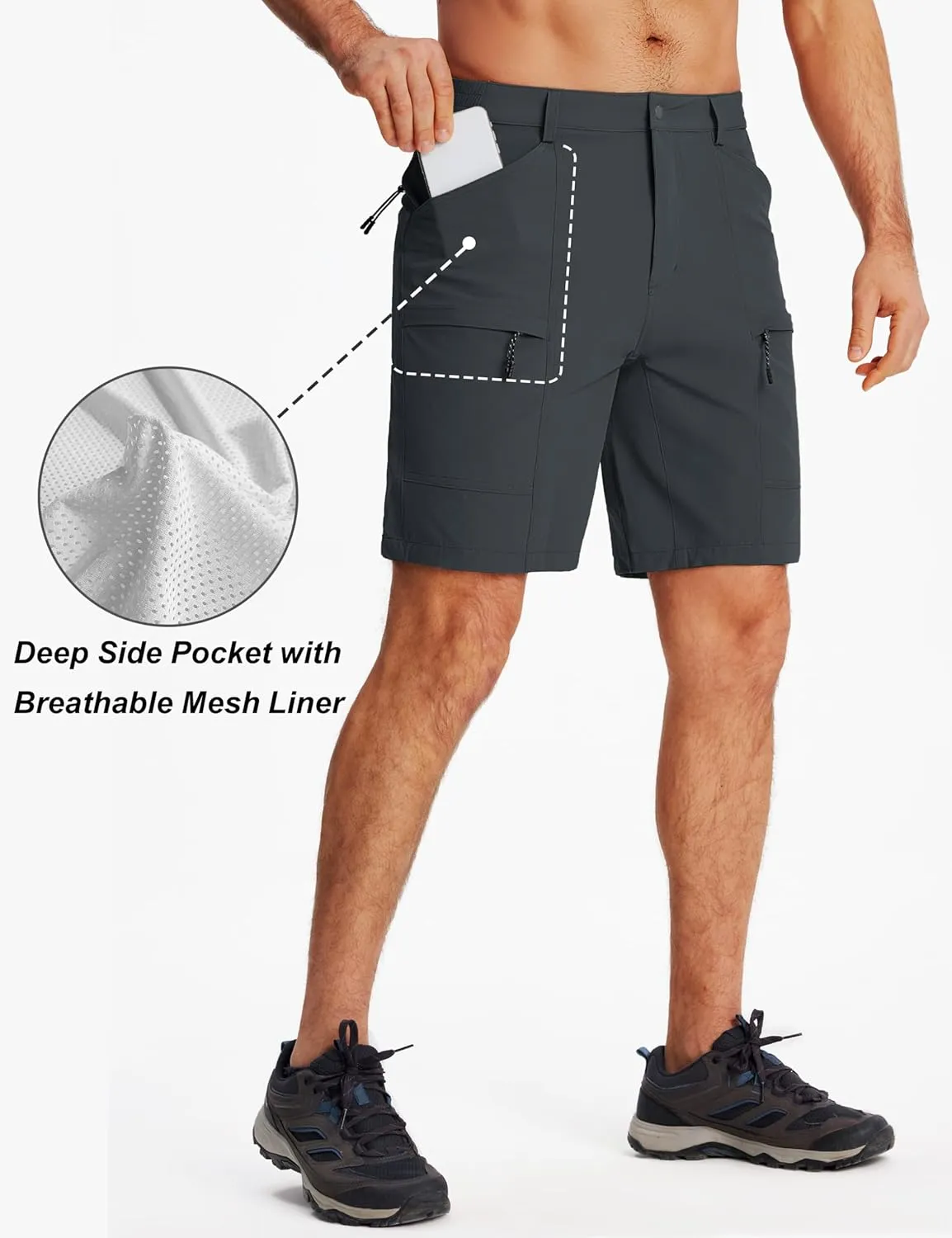 TACVASEN Men's Hiking Cargo Shorts 10" Quick Dry Lightweight Casual Golf Work Shorts with Zipper Pocket Summer Outdoor