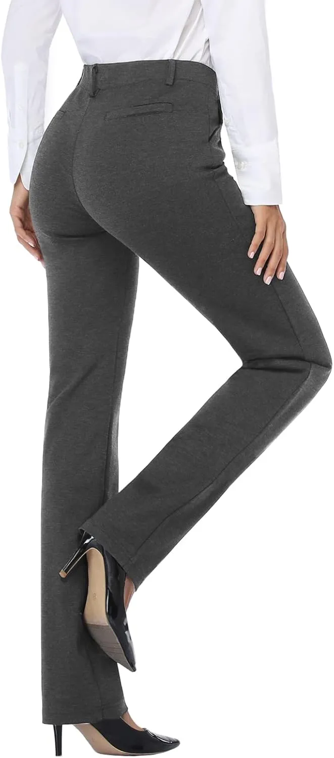 Tapata Women's Stretchy Straight Leg Dress Pants with Pockets Petite/28'' Regular/30'' Long/32'' Tall/34'' for Work Business