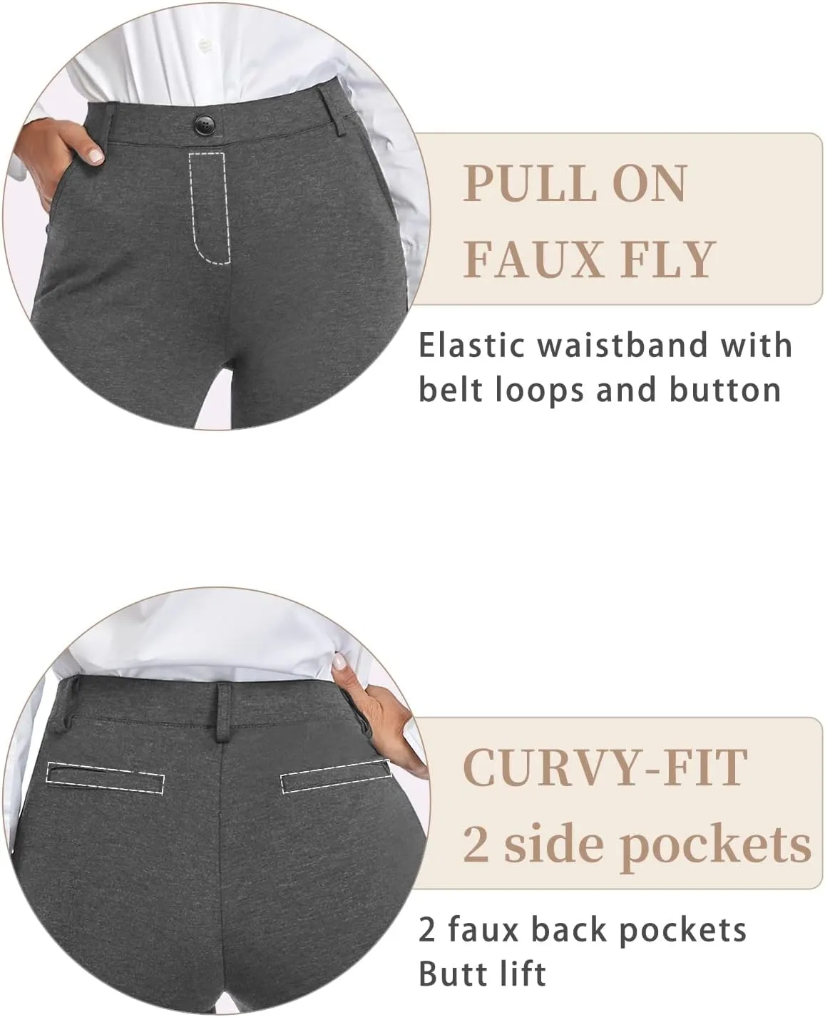 Tapata Women's Stretchy Straight Leg Dress Pants with Pockets Petite/28'' Regular/30'' Long/32'' Tall/34'' for Work Business