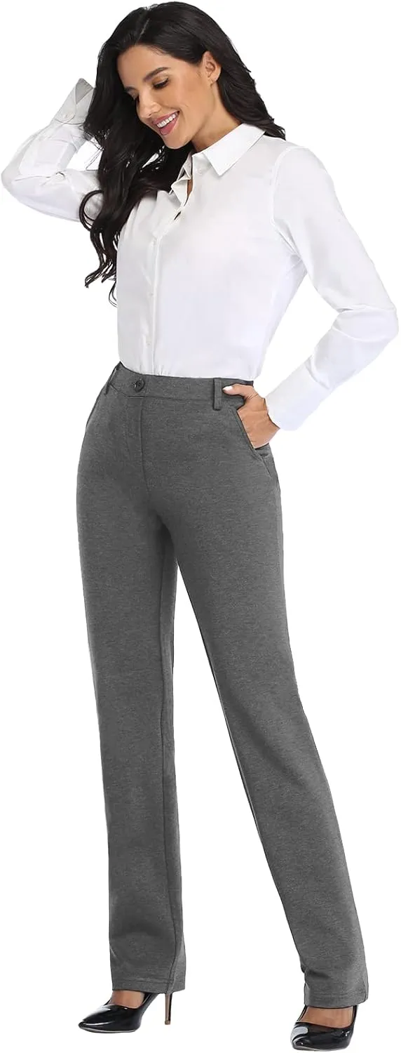 Tapata Women's Stretchy Straight Leg Dress Pants with Pockets Petite/28'' Regular/30'' Long/32'' Tall/34'' for Work Business