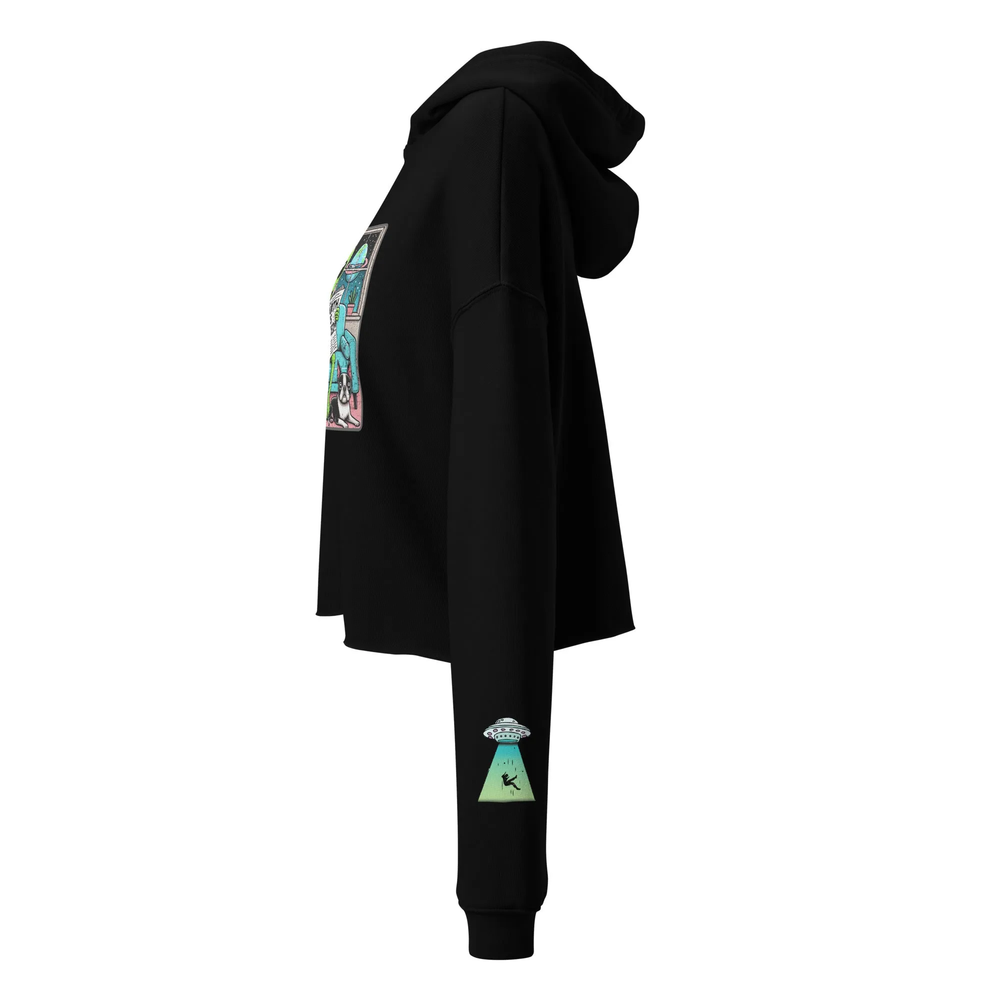 The Earth is F**ked Alien & Boston Terrier Crop Hoodie - VTown Designs Exclusive