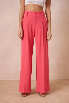 Timeless Double-Breasted Wide-Cut Plain Pants Fuchsia