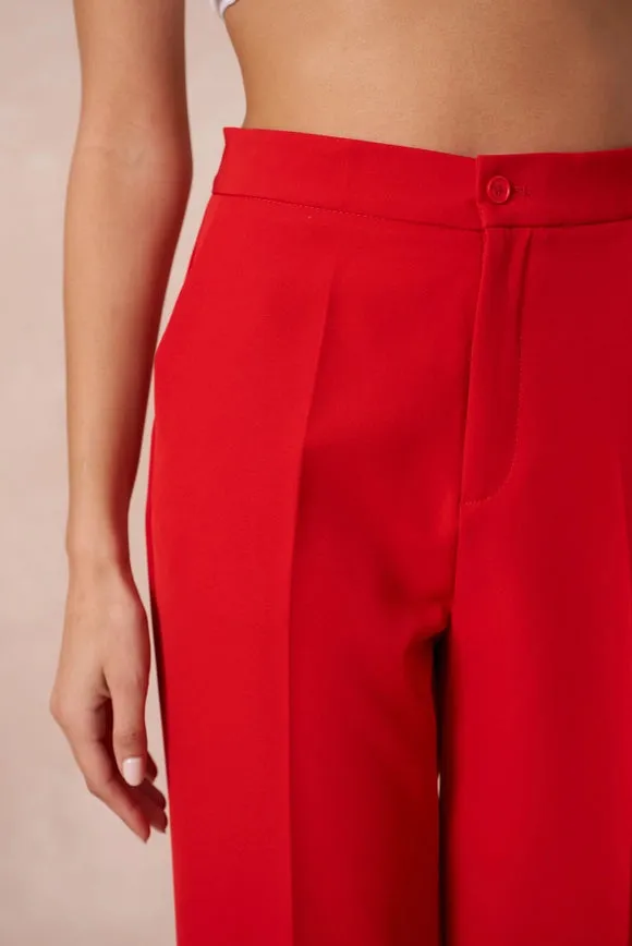 Timeless Straight Cut Plain Pants Red