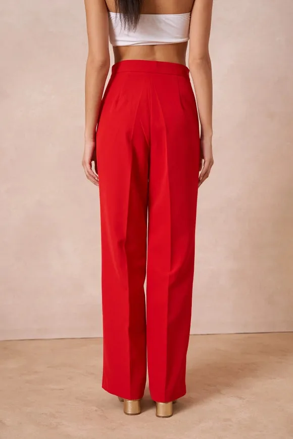 Timeless Straight Cut Plain Pants Red