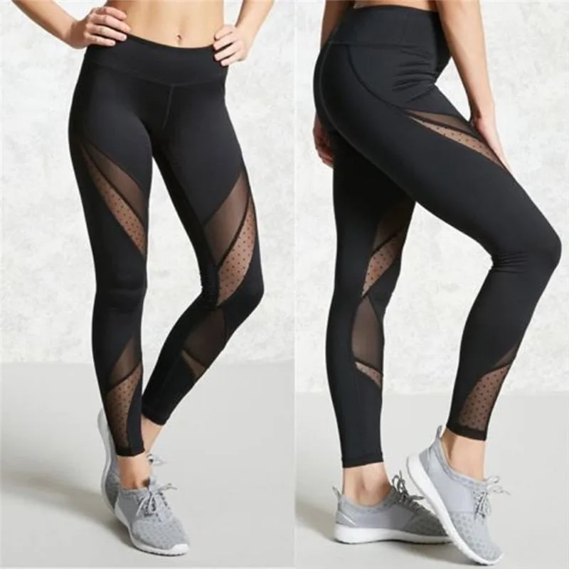 Wjczt Patchwork Mesh Leggings Women Jeggings Women Leggins Female Elastic Pant Capri Women Fitness Leggings Activewear