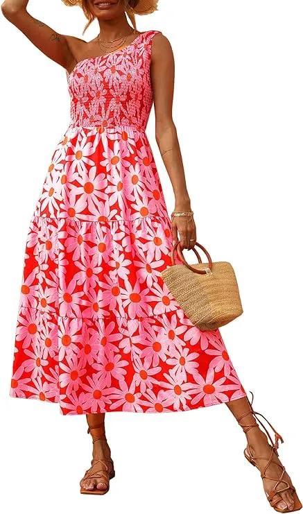 Women One Shoulder Summer Dresses 2024